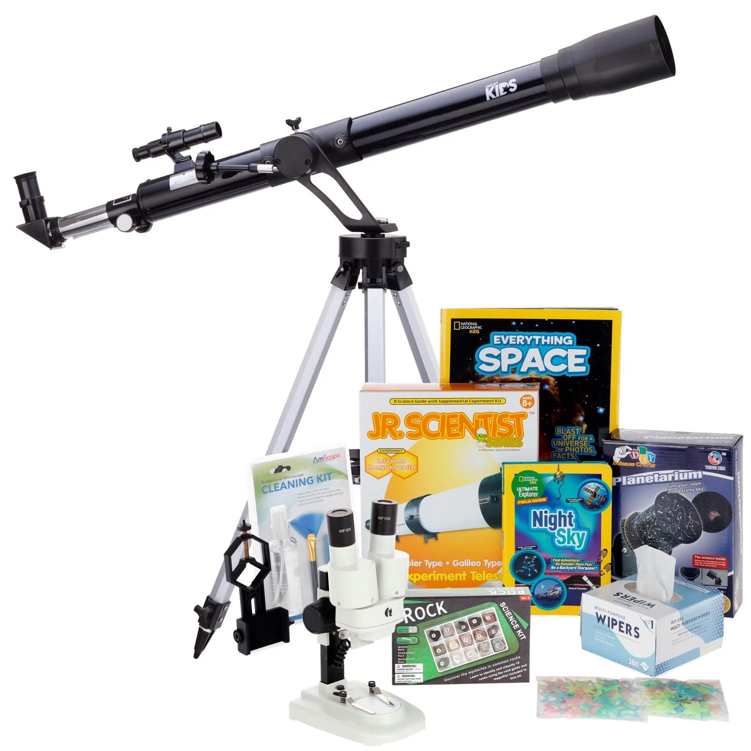 AmScope Kid's Telescope Moon Gazer Series featuring 45X-450X 600x90mm Telescope, Space-Themed Activity Kit, and more - Image 4