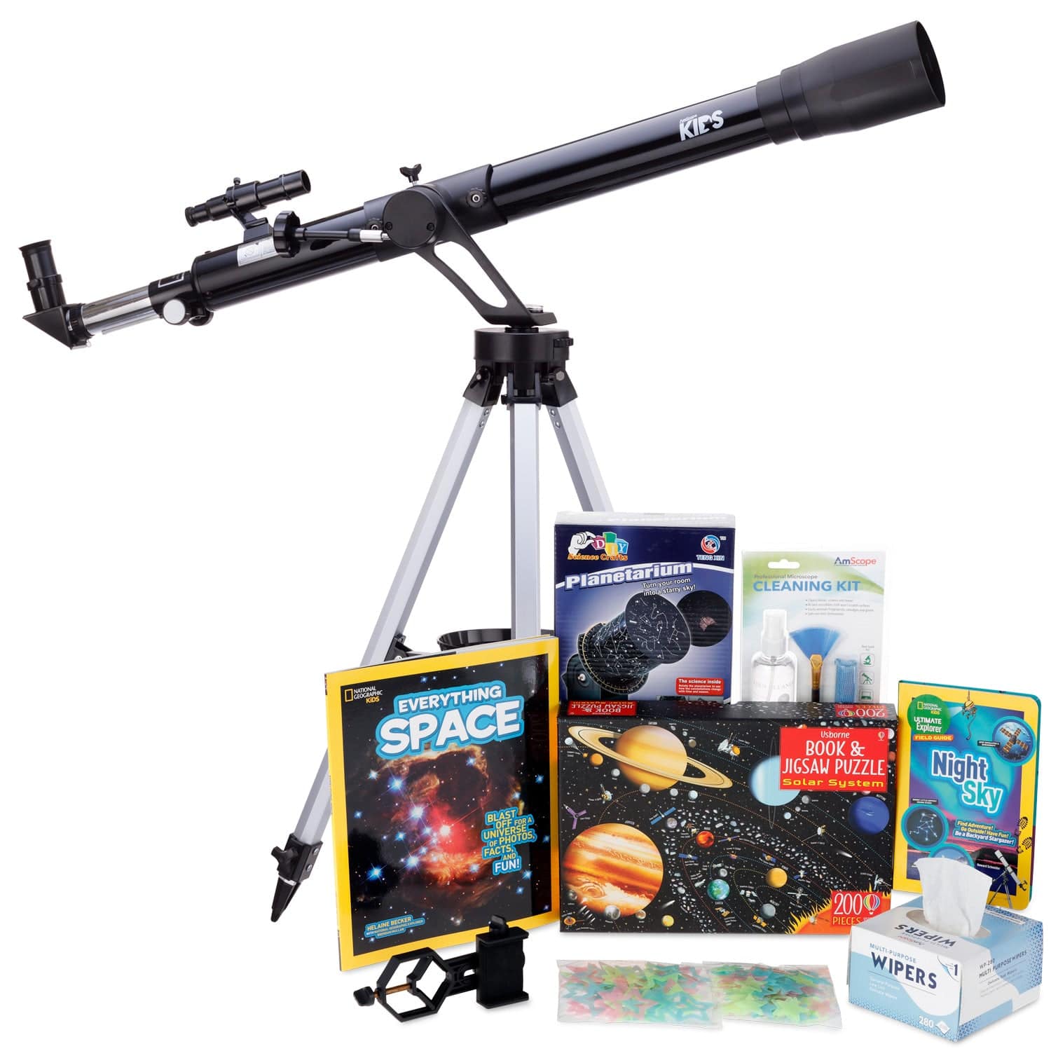 AmScope Kid's Telescope Moon Gazer Series featuring 45X-450X 600x90mm Telescope, Space-Themed Activity Kit, and more - Image 6
