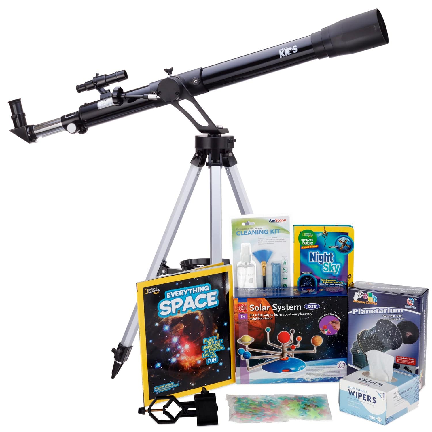 AmScope Kid's Telescope Moon Gazer Series featuring 45X-450X 600x90mm Telescope, Space-Themed Activity Kit, and more - Image 7