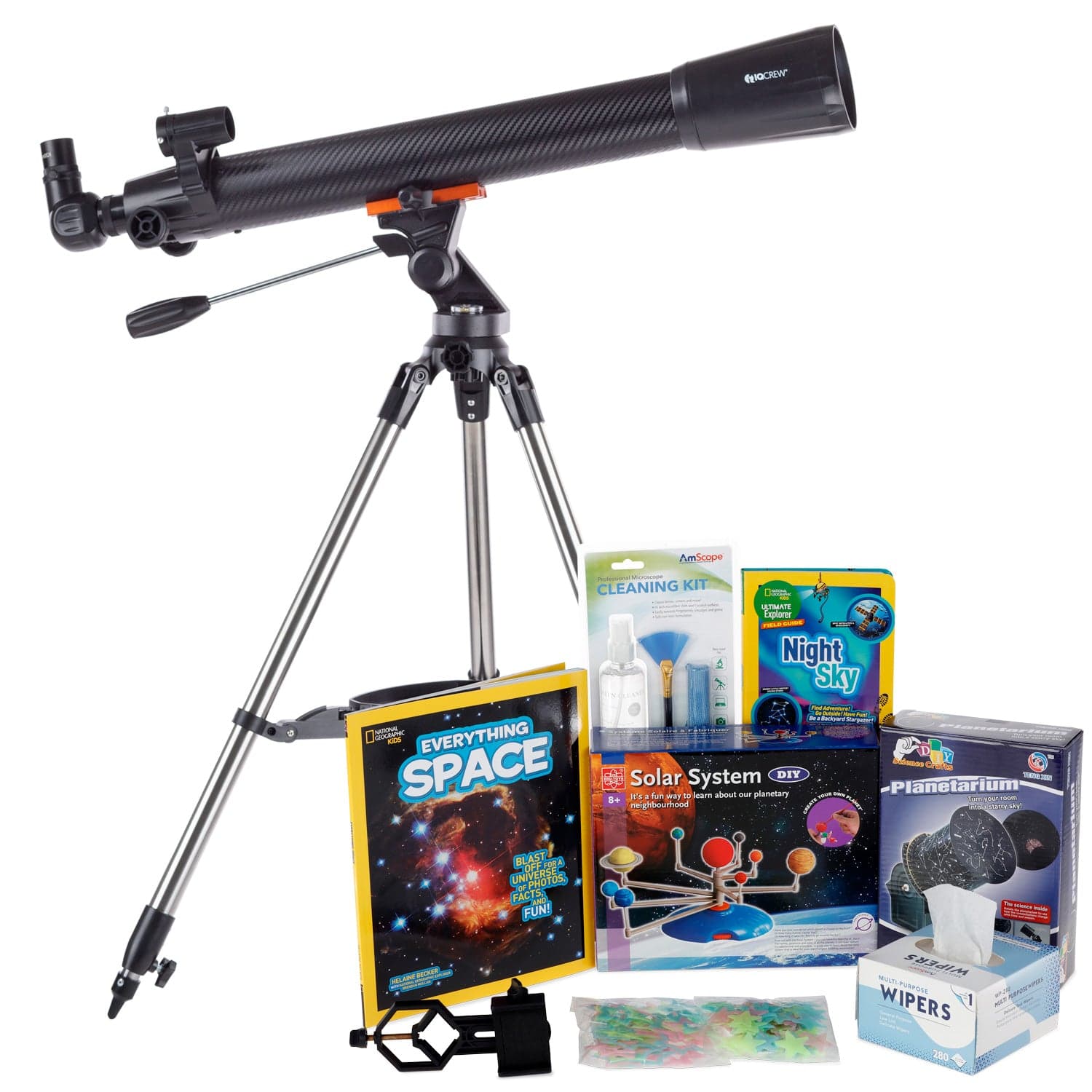 AmScope Kid's Telescope Moon Gazer Series featuring 35X-350X 700x70mm AmScope Kid's Telescope, Space-Themed Activity Kit, and more - Image 10