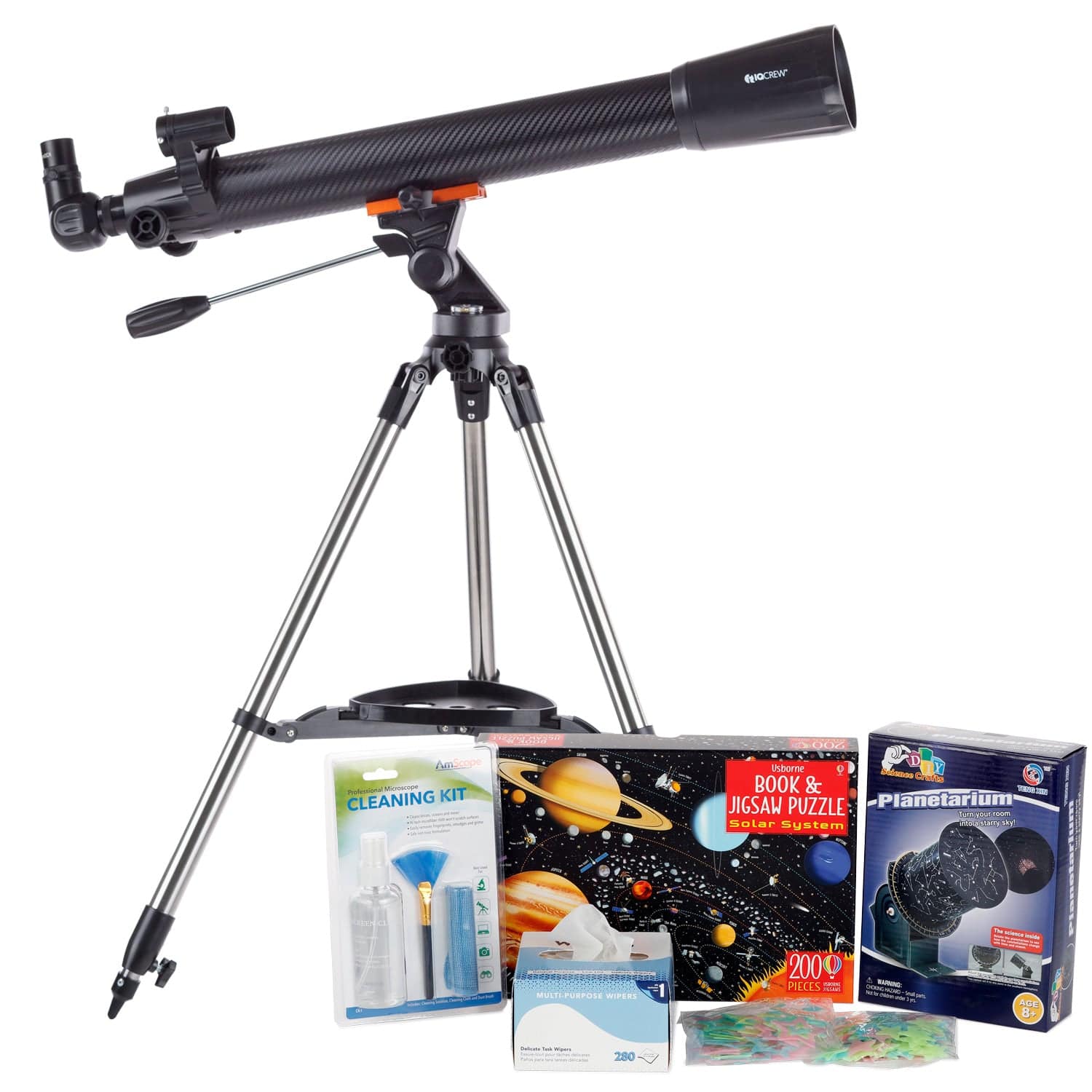 AmScope Kid's Telescope Moon Gazer Series featuring 35X-350X 700x70mm AmScope Kid's Telescope, Space-Themed Activity Kit, and more - Image 11