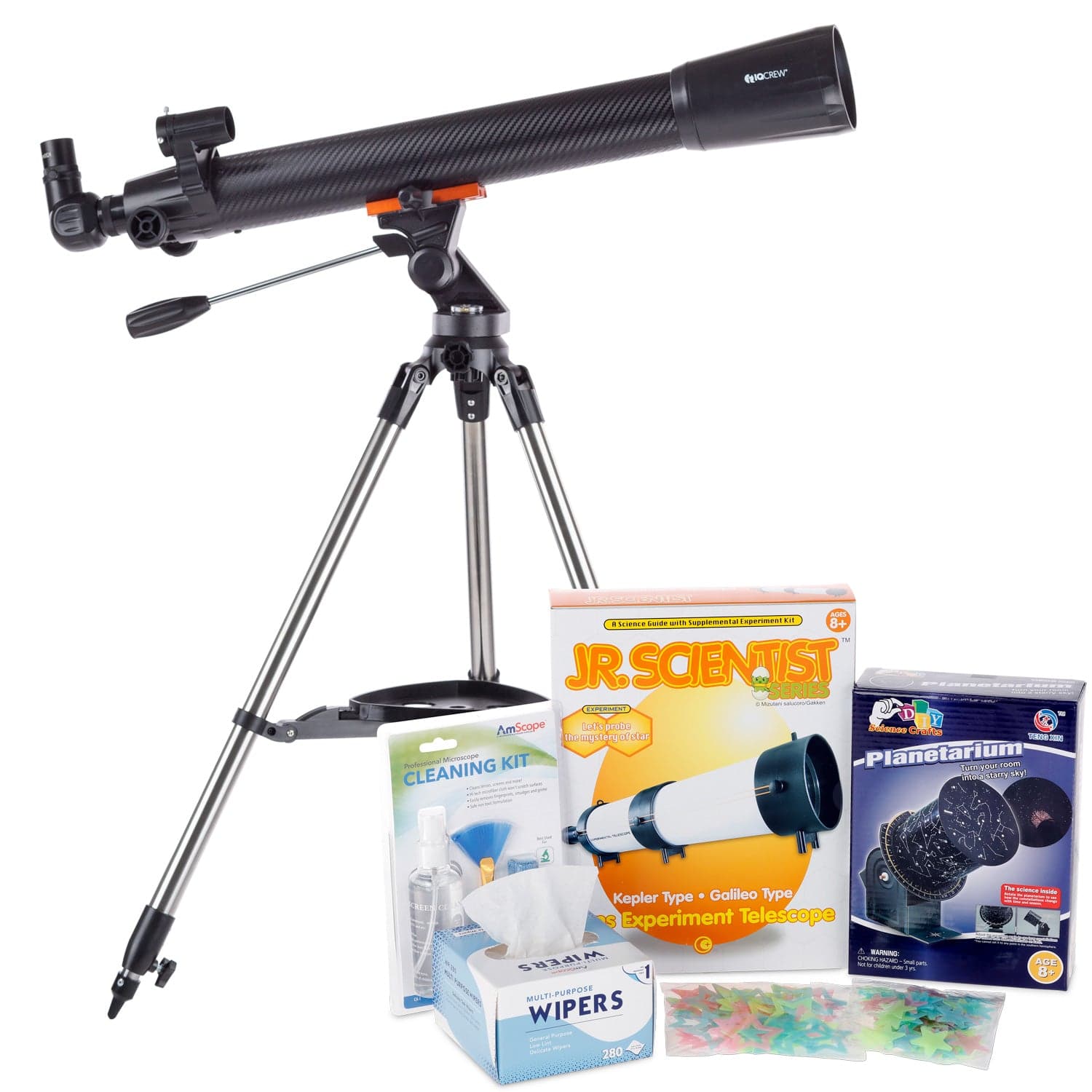 AmScope Kid's Telescope Moon Gazer Series featuring 35X-350X 700x70mm AmScope Kid's Telescope, Space-Themed Activity Kit, and more - Image 12
