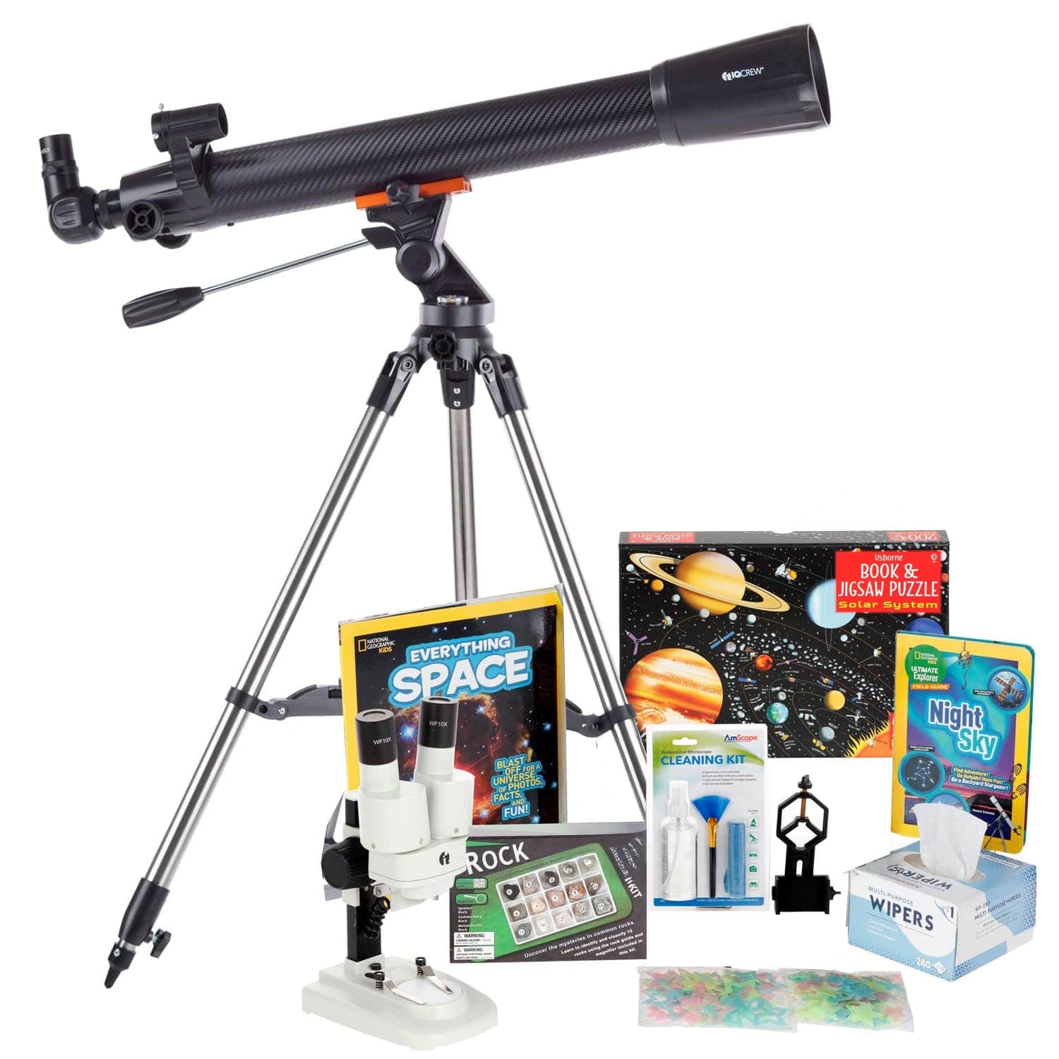 AmScope Kid's Telescope Moon Gazer Series featuring 35X-350X 700x70mm AmScope Kid's Telescope, Space-Themed Activity Kit, and more - Image 14