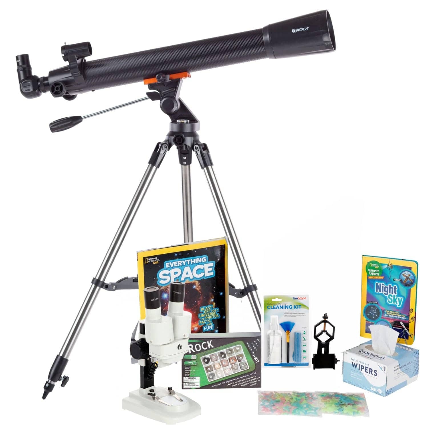 AmScope Kid's Telescope Moon Gazer Series featuring 35X-350X 700x70mm AmScope Kid's Telescope, Space-Themed Activity Kit, and more - Image 16
