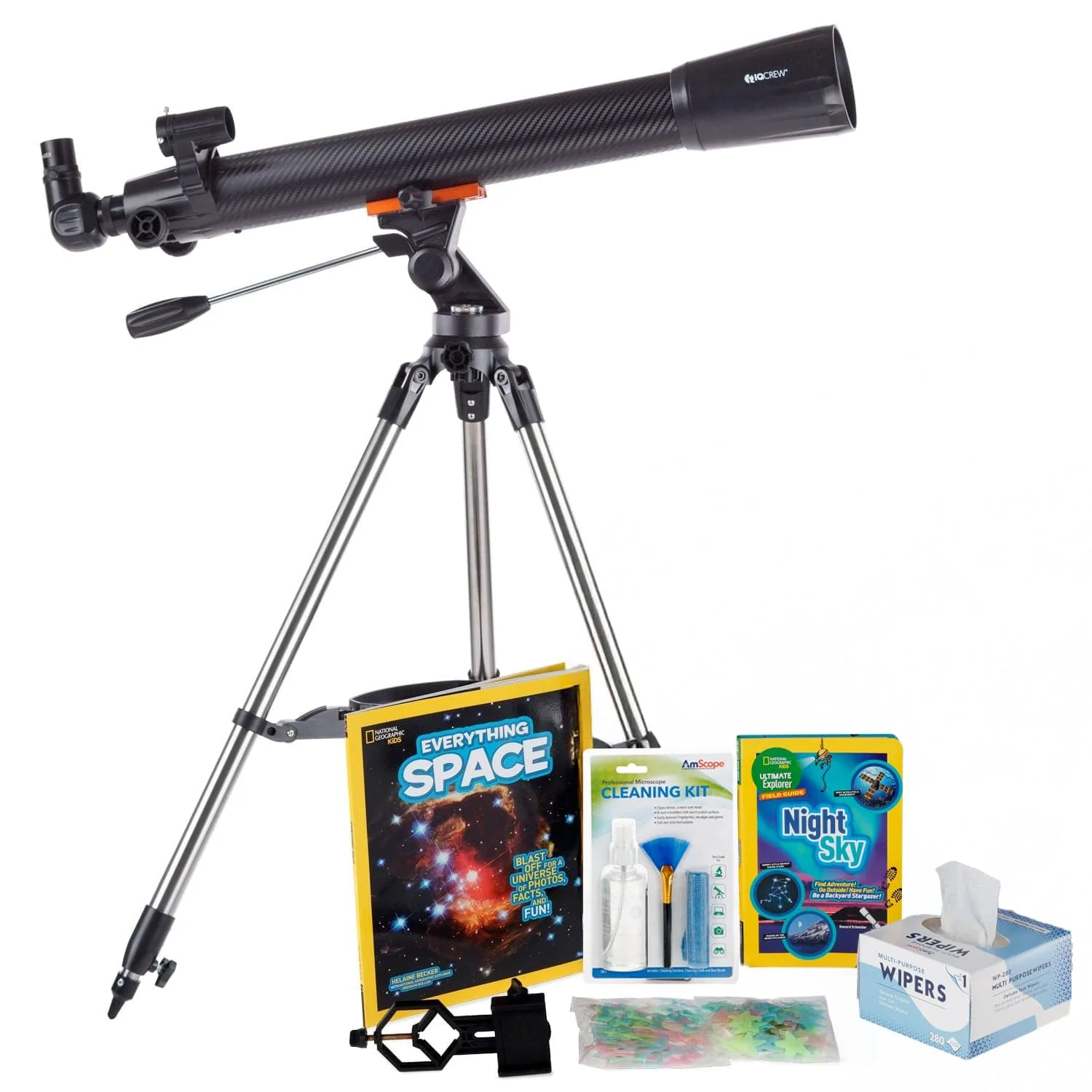 AmScope Kid's Telescope Moon Gazer Series featuring 35X-350X 700x70mm AmScope Kid's Telescope, Space-Themed Activity Kit, and more - Image 2
