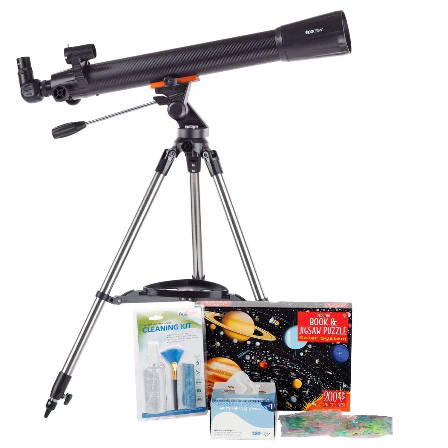 AmScope Kid's Telescope Moon Gazer Series featuring 35X-350X 700x70mm AmScope Kid's Telescope, Space-Themed Activity Kit, and more - Image 3