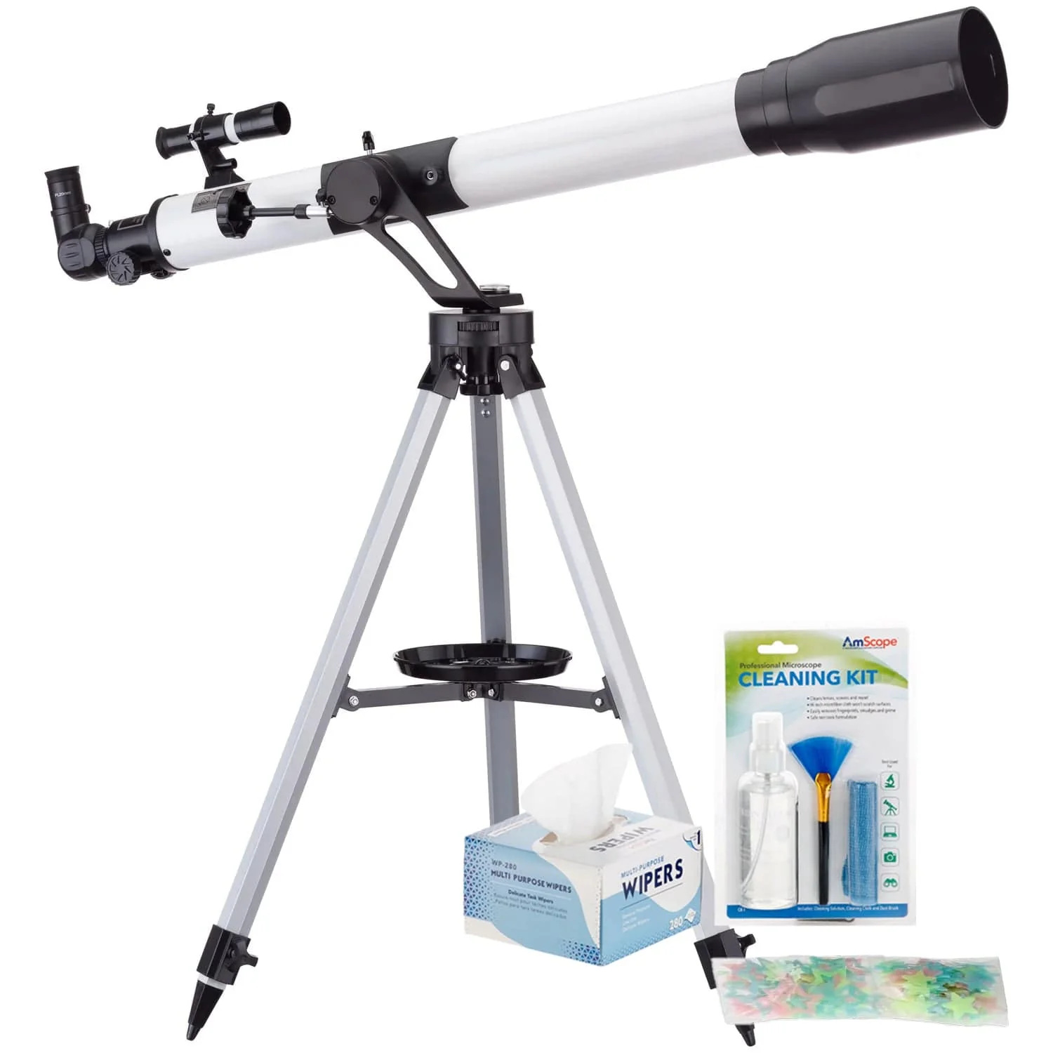 AmScope Kid's Telescope Moon Gazer Series featuring 45X-450X 900x70mm Compact Telescope, Space-Themed Activity Kit, and more