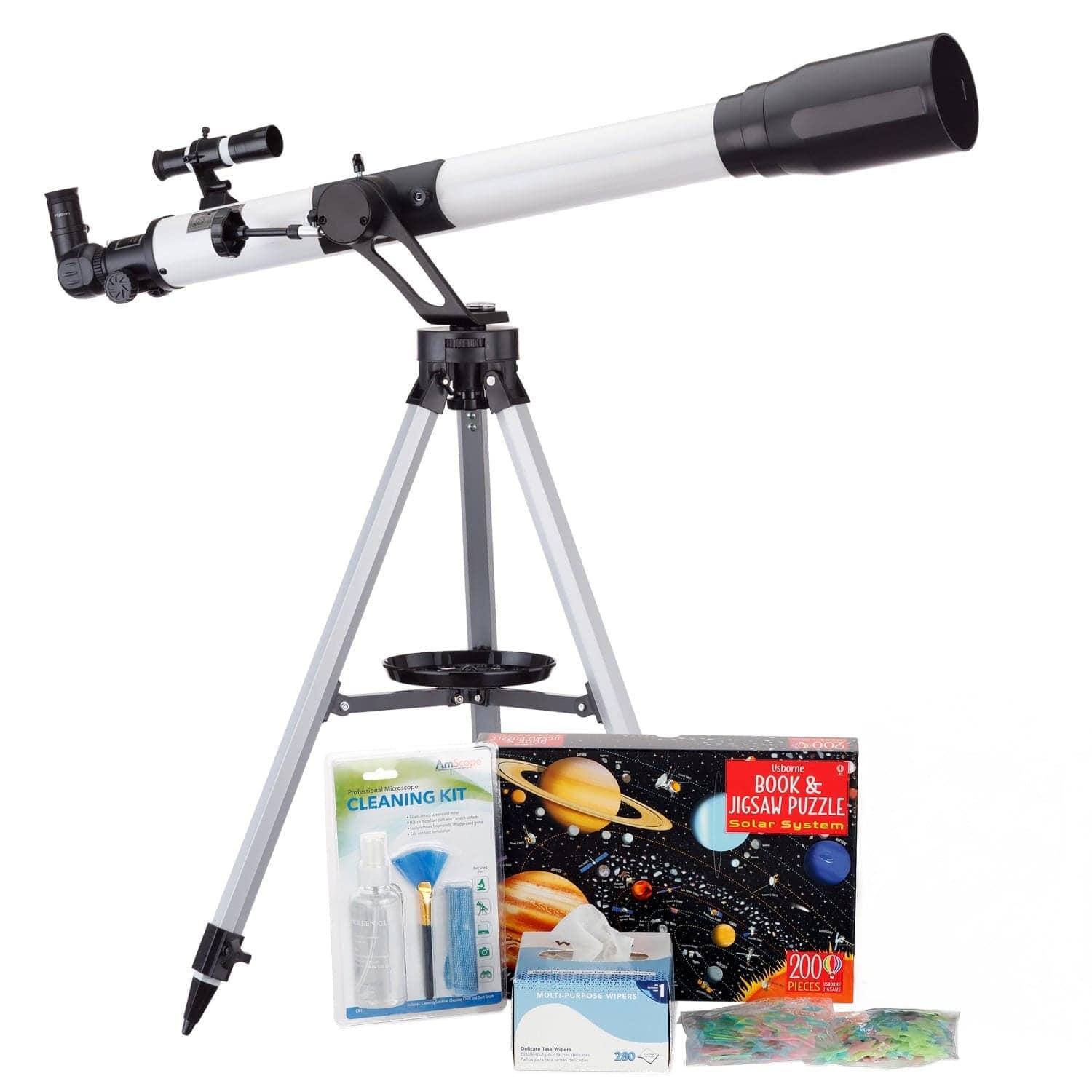 AmScope Kid's Telescope Moon Gazer Series featuring 45X-450X 900x70mm Compact Telescope, Space-Themed Activity Kit, and more - Image 12