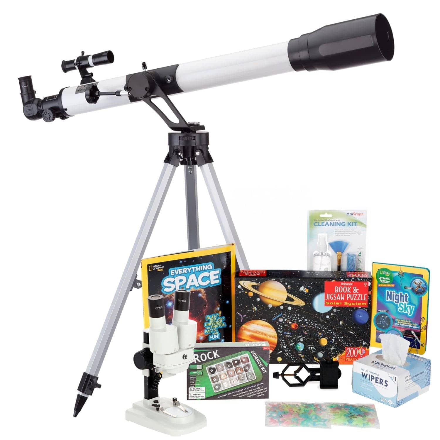 AmScope Kid's Telescope Moon Gazer Series featuring 45X-450X 900x70mm Compact Telescope, Space-Themed Activity Kit, and more - Image 13
