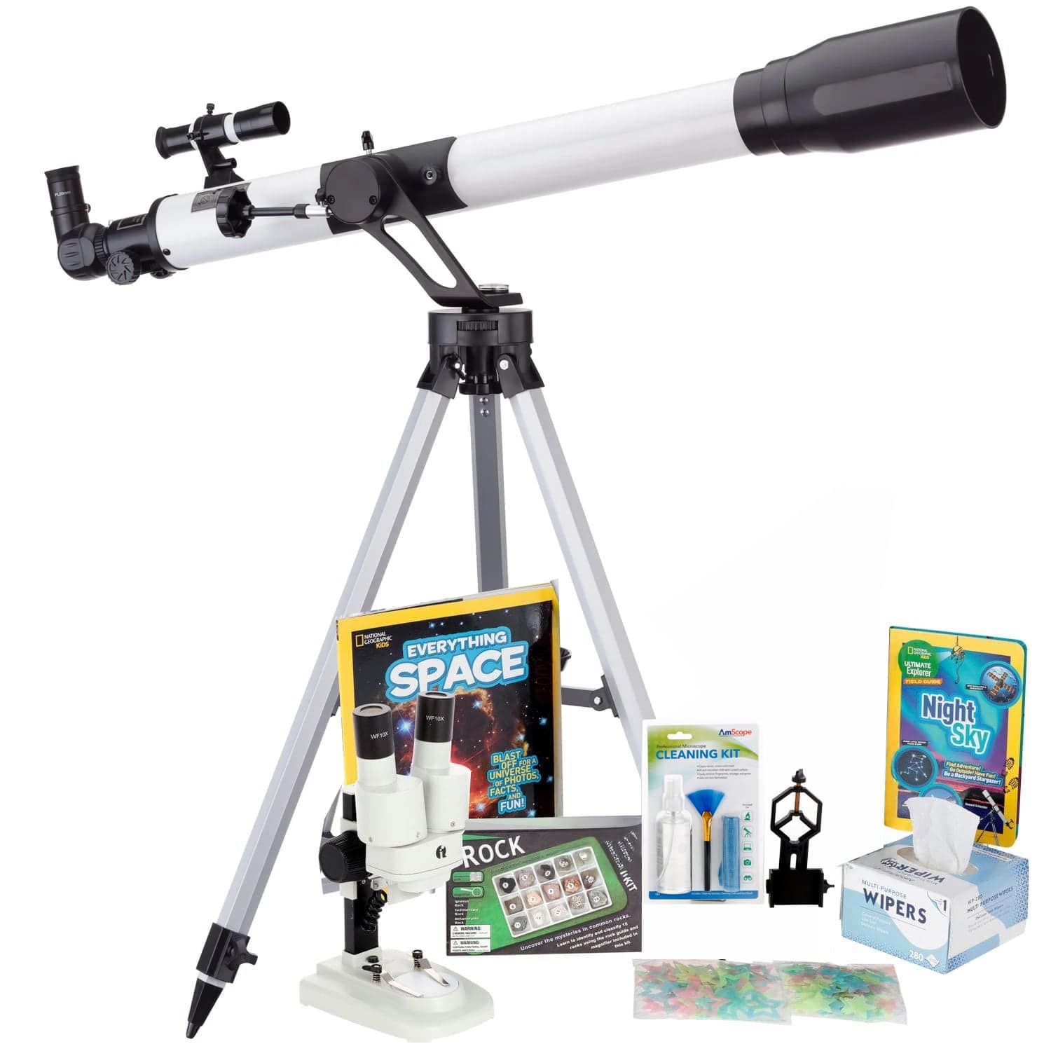 AmScope Kid's Telescope Moon Gazer Series featuring 45X-450X 900x70mm Compact Telescope, Space-Themed Activity Kit, and more - Image 15