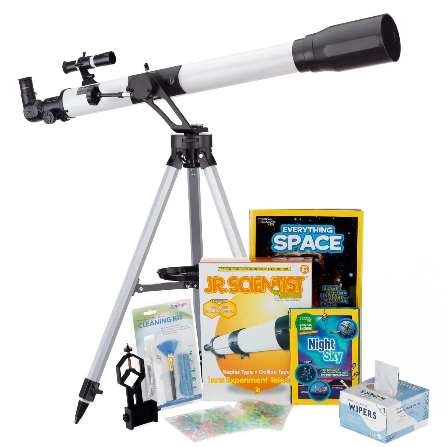 AmScope Kid's Telescope Moon Gazer Series featuring 45X-450X 900x70mm Compact Telescope, Space-Themed Activity Kit, and more - Image 17
