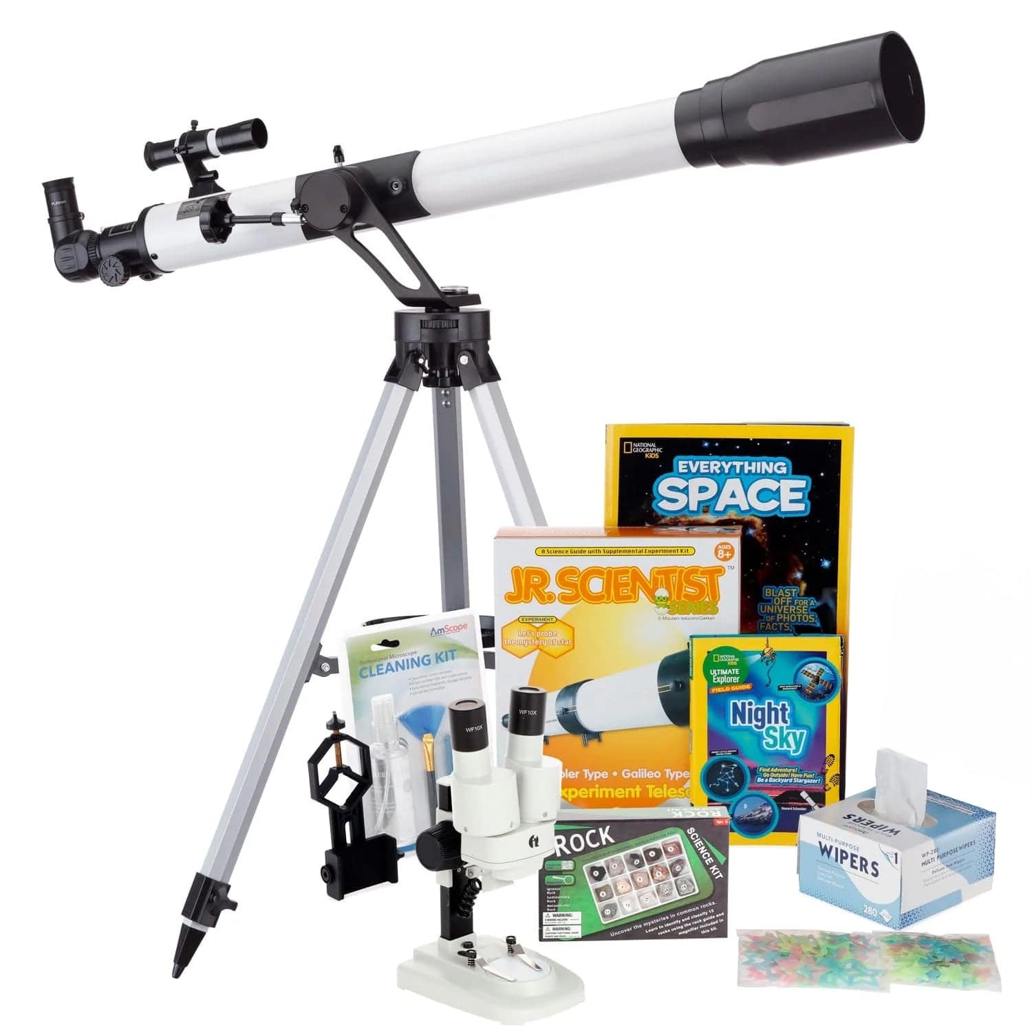 AmScope Kid's Telescope Moon Gazer Series featuring 45X-450X 900x70mm Compact Telescope, Space-Themed Activity Kit, and more - Image 18