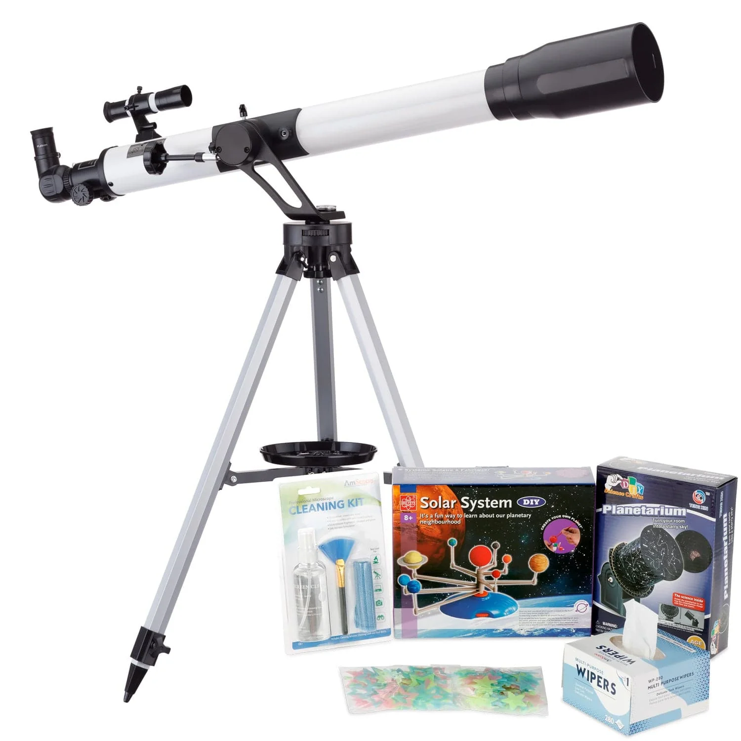 AmScope Kid's Telescope Moon Gazer Series featuring 45X-450X 900x70mm Compact Telescope, Space-Themed Activity Kit, and more - Image 3