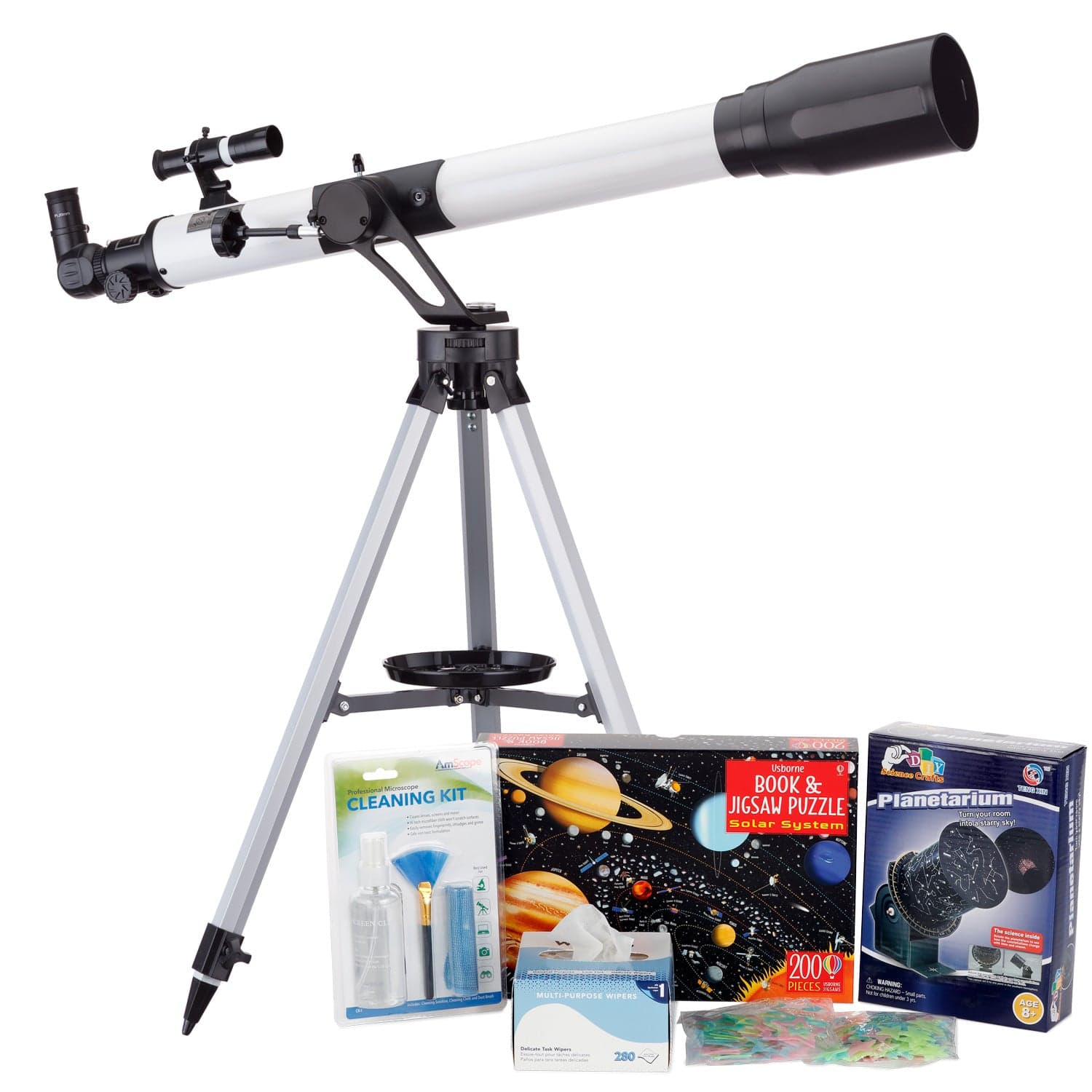 AmScope Kid's Telescope Moon Gazer Series featuring 45X-450X 900x70mm Compact Telescope, Space-Themed Activity Kit, and more - Image 4