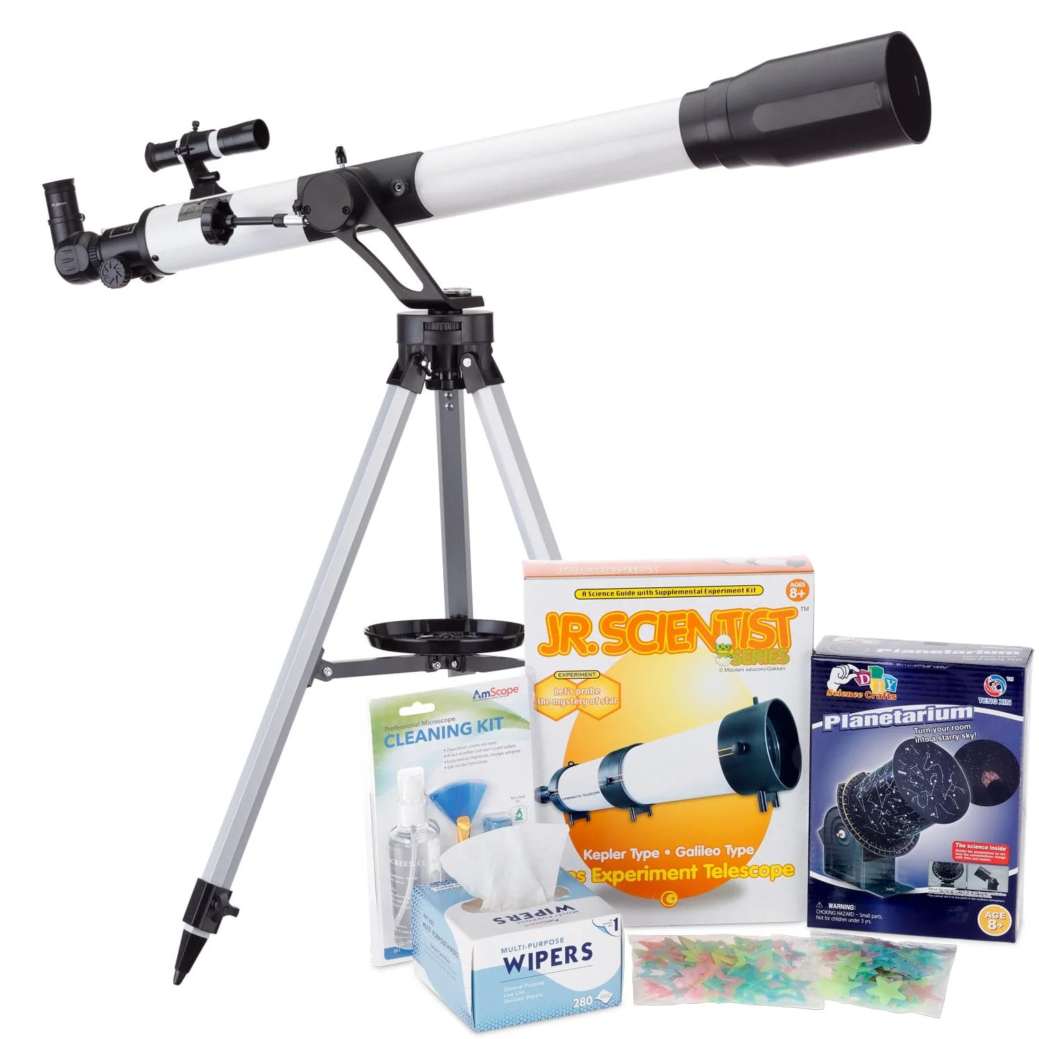 AmScope Kid's Telescope Moon Gazer Series featuring 45X-450X 900x70mm Compact Telescope, Space-Themed Activity Kit, and more - Image 5