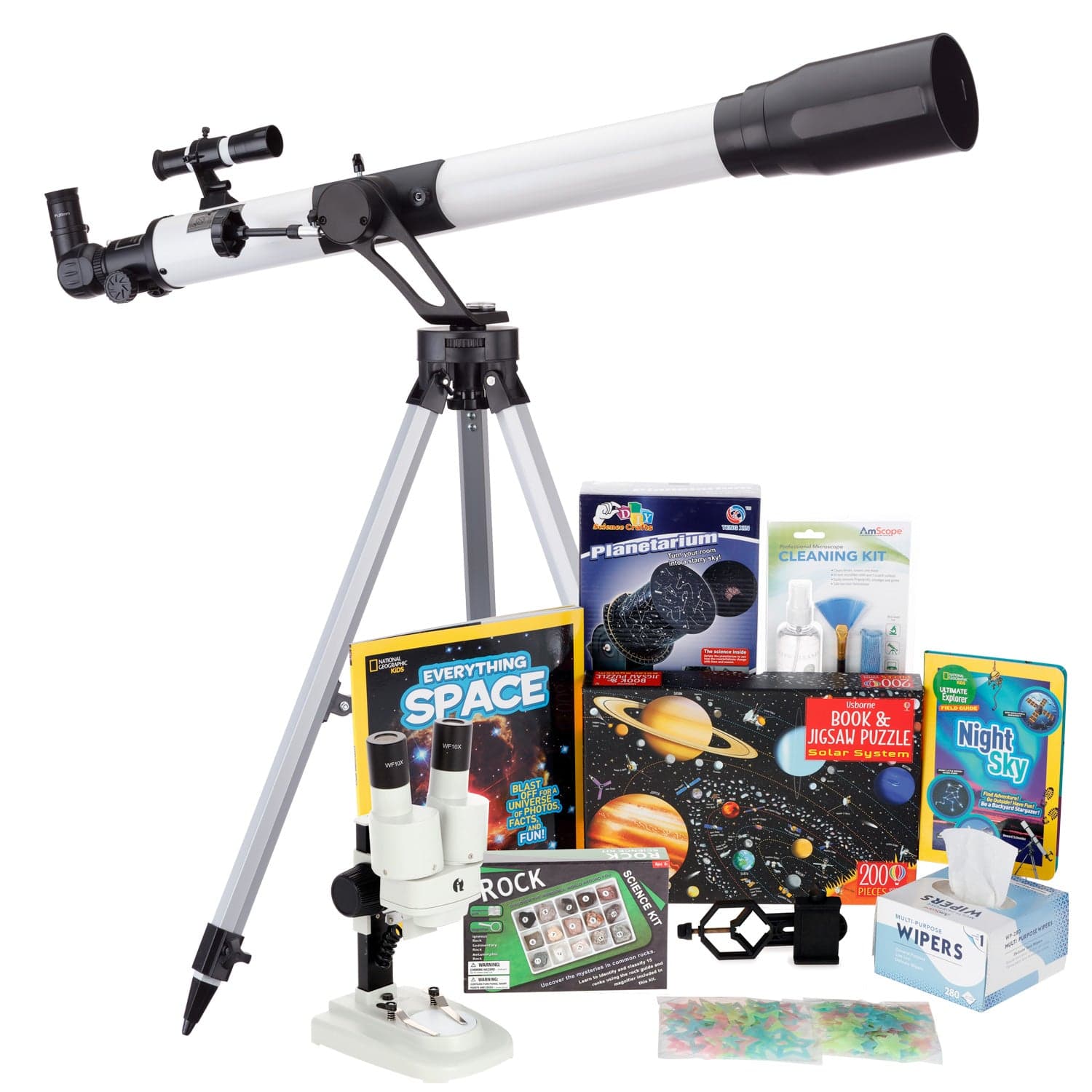 AmScope Kid's Telescope Moon Gazer Series featuring 45X-450X 900x70mm Compact Telescope, Space-Themed Activity Kit, and more - Image 9