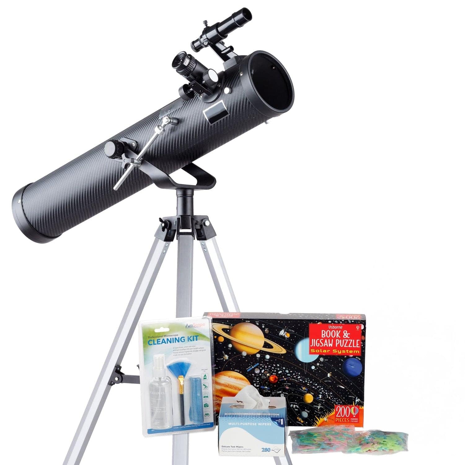 AmScope Kid's Telescope Beginner Astronomer Series featuring 35X-350X 76mm Reflector Telescope, Space-Themed Activity Kit, and more - Image 12