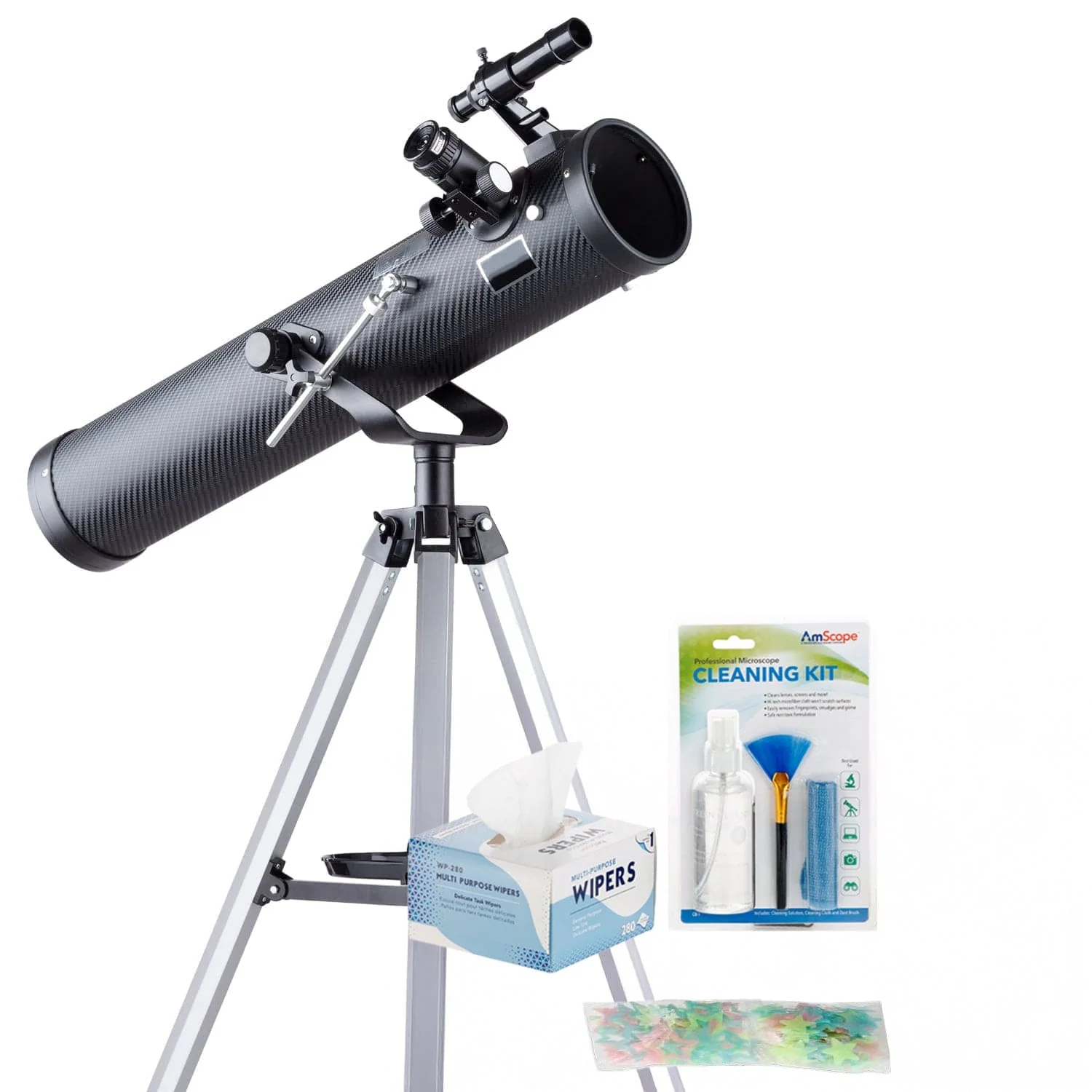 AmScope Kid's Telescope Beginner Astronomer Series featuring 35X-350X 76mm Reflector Telescope, Space-Themed Activity Kit, and more - Image 17