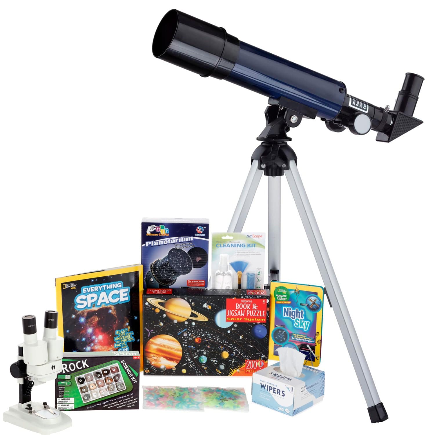 AmScope Kid's Telescope Beginner Astronomer Series featuring 18-90X 360x50mm Compact Telescope, Space-Themed Activity Kit, and more - Image 13