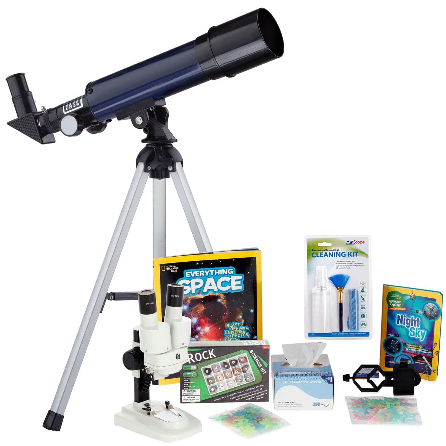 AmScope Kid's Telescope Beginner Astronomer Series featuring 18-90X 360x50mm Compact Telescope, Space-Themed Activity Kit, and more - Image 17