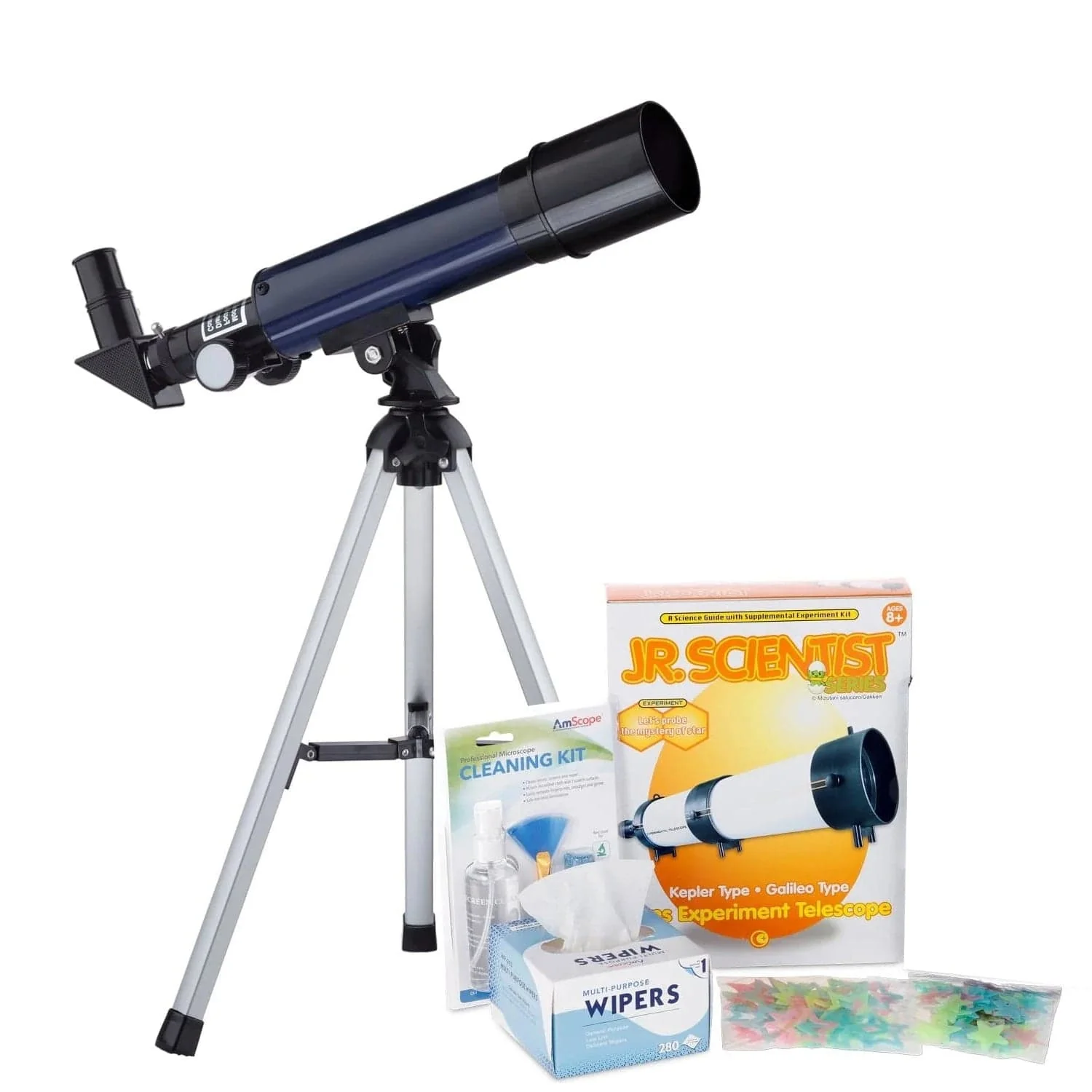AmScope Kid's Telescope Beginner Astronomer Series featuring 18-90X 360x50mm Compact Telescope, Space-Themed Activity Kit, and more - Image 18