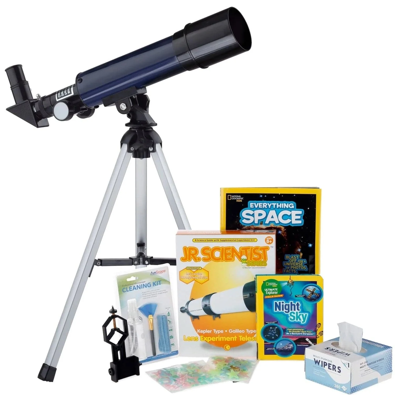 AmScope Kid's Telescope Beginner Astronomer Series featuring 18-90X 360x50mm Compact Telescope, Space-Themed Activity Kit, and more - Image 19