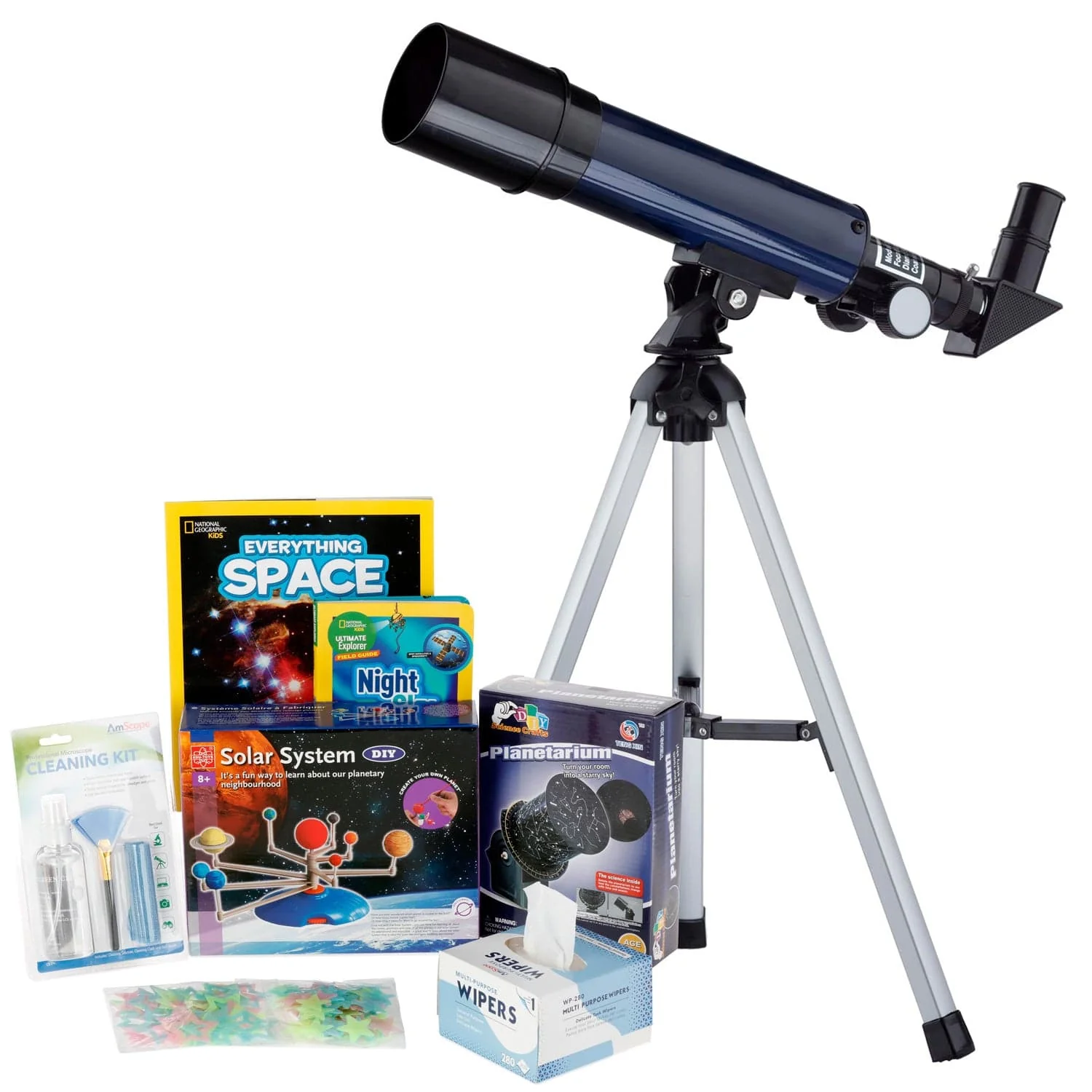 AmScope Kid's Telescope Beginner Astronomer Series featuring 18-90X 360x50mm Compact Telescope, Space-Themed Activity Kit, and more - Image 5