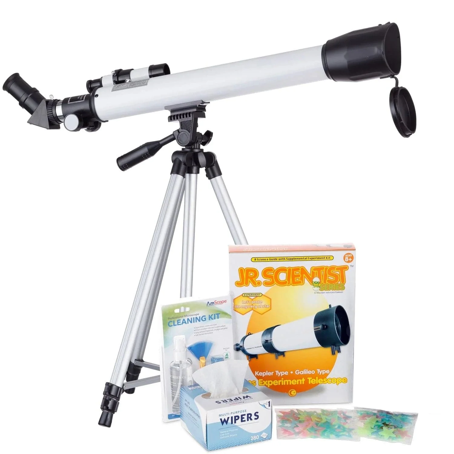 AmScope Kid's Telescope Moon Gazer Series featuring 30X-180X 600x50mm AmScope Kid's Telescope, Space-Themed Activity Kit, and more - Image 17