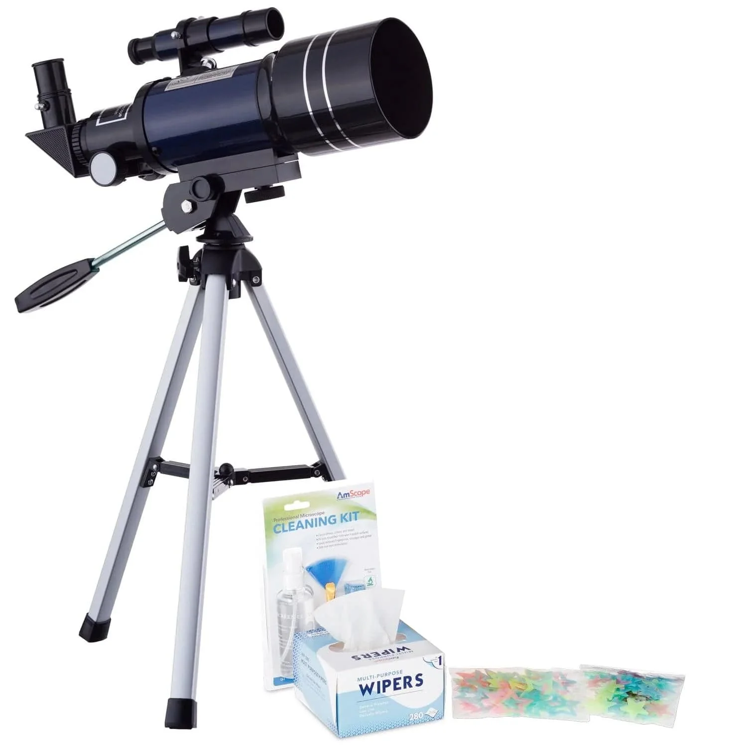AmScope Kid's Telescope Beginner Astronomer Series featuring 15-150X 300x70mm Compact Telescope, Space-Themed Activity Kit, and more - Image 11