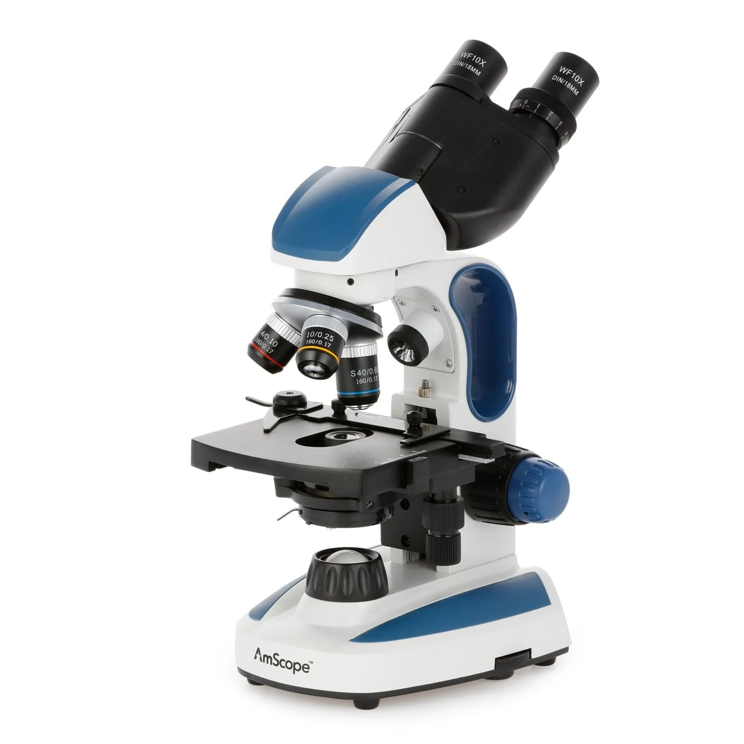 AmScope B110 Series Premium Student Lab Binocular Compound Microscope Bundles: 40X-1000X dual LED, Ergonomic, with Digital Camera, Tweezers, and Prepared Microscope Slide Set - Image 13