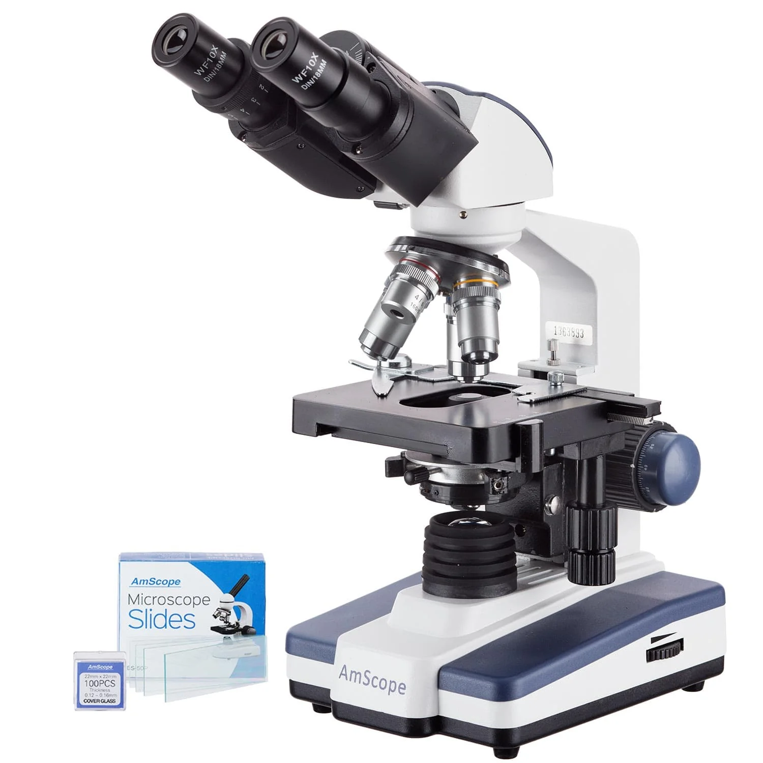 AmScope Binocular Compound Microscope 40X-2500X Magnification, Student & Professional + LED Illumination + Wi-Fi 2.0MP Digital Eyepiece Camera + Precision Tweezers + Prepared & Blank Slides - Image 3