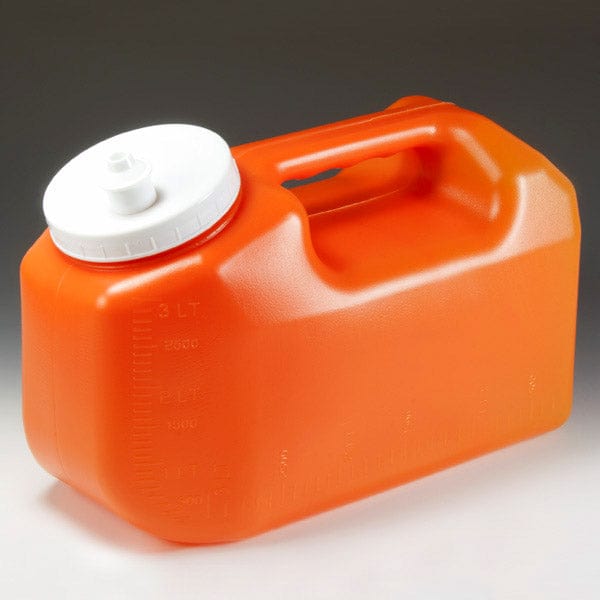 Globe Scientific Container, 24 Hour Urine Collection, 3 Liter, Red with Screwcap and Snap Pour Spout, Cs/40