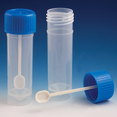 Globe Scientific 30mL Fecal Container w/Attached Screw Cap with Spoon - Image 2