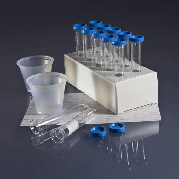 Globe Scientific Urine Collection System with Flared Top Urine Tube, Blue Snap Cap and Collection Cups & ID Labels - Image 3
