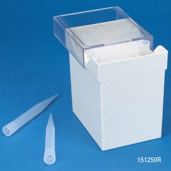 Globe Scientific Pipette Tip, 1000 - 10,000uL (1-10mL), Natural, for use with Finnpipette, Brand, Gilson, Socorex & Labsystem, 25/Rack, 4 Racks/Unit