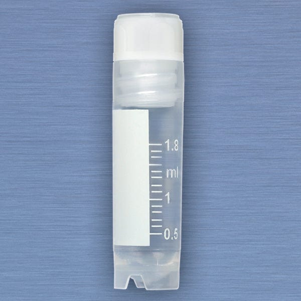 Globe Scientific CryoCLEAR vials with Attached Screwcap, Co-Molded Thermoplastic Elastomer (TPE) Sealing Layer, Conical Bottom, Self-Standing, Printed Graduations, Writing Space and Barcode. - Image 2