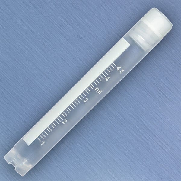 Globe Scientific CryoCLEAR vials with Attached Screwcap, Co-Molded Thermoplastic Elastomer (TPE) Sealing Layer, Conical Bottom, Self-Standing, Printed Graduations, Writing Space and Barcode. - Image 4