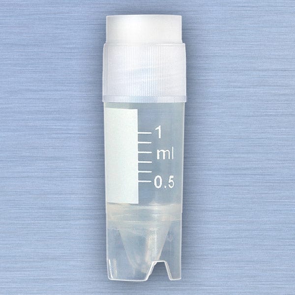 Globe Scientific CryoCLEAR vials with Attached Screwcap, Co-Molded Thermoplastic Elastomer (TPE) Sealing Layer, Conical Bottom, Self-Standing, Printed Graduations, Writing Space and Barcode. - Image 5