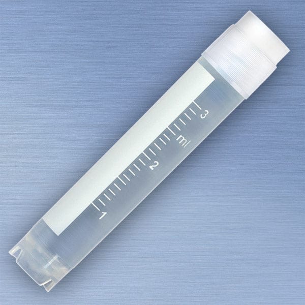 Globe Scientific CryoCLEAR vials with Attached Screwcap, Co-Molded Thermoplastic Elastomer (TPE) Sealing Layer, Conical Bottom, Self-Standing, Printed Graduations, Writing Space and Barcode. - Image 7