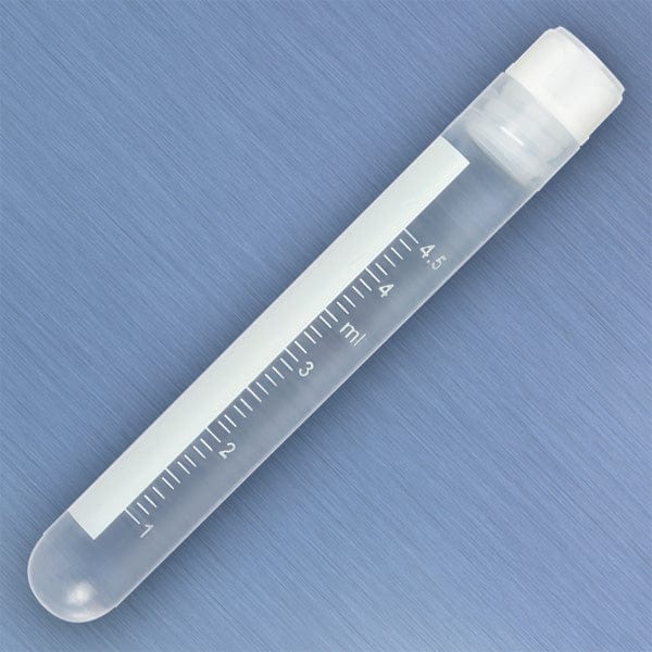 Globe Scientific CryoCLEAR vials with Attached Screwcap, Co-Molded Thermoplastic Elastomer (TPE) Sealing Layer, Round Bottom, Printed Graduations, Writing Space and Barcode - Image 3