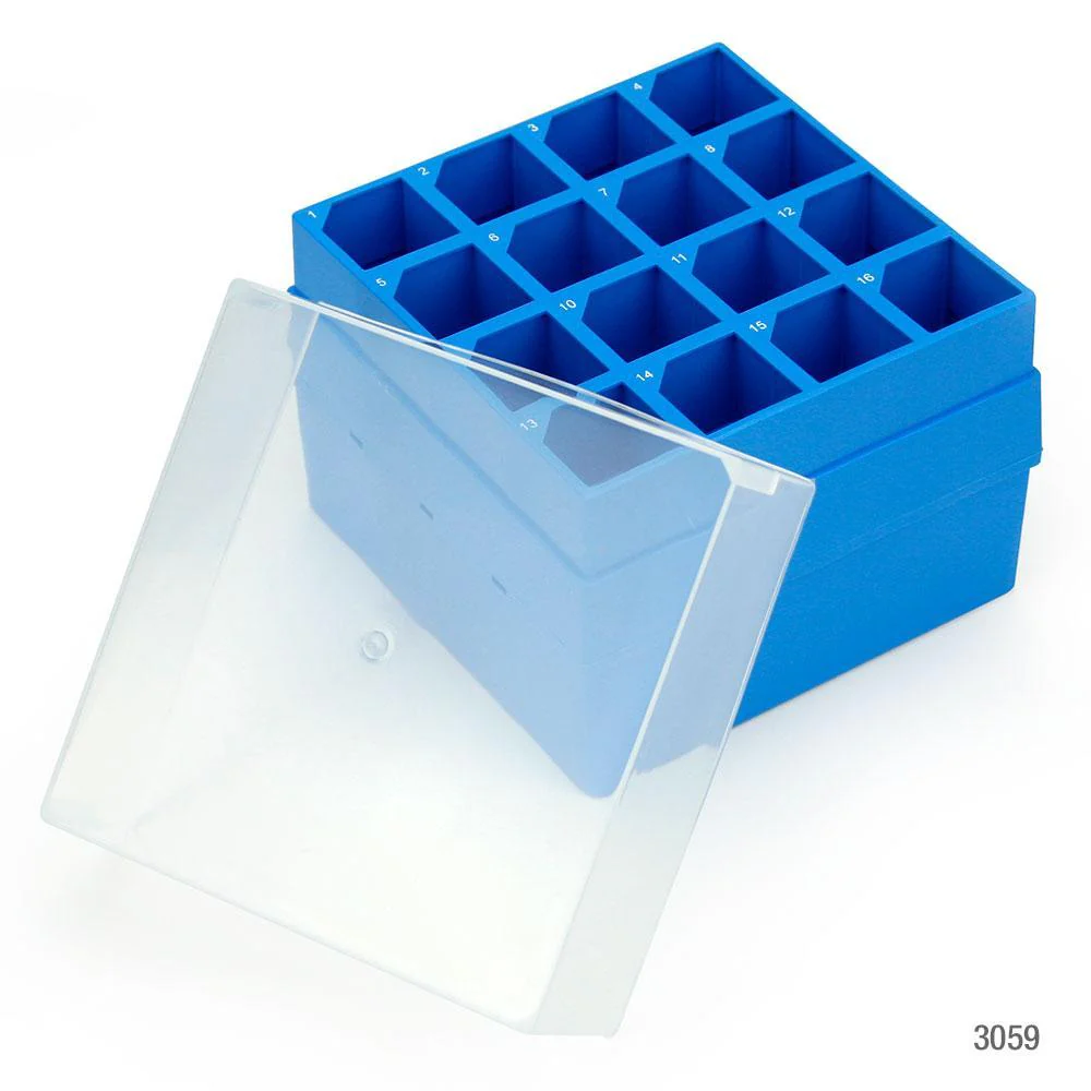 Globe Scientific Polypropylene Storage Box with Lid - Blue Base & Clear Lid - Image 2
