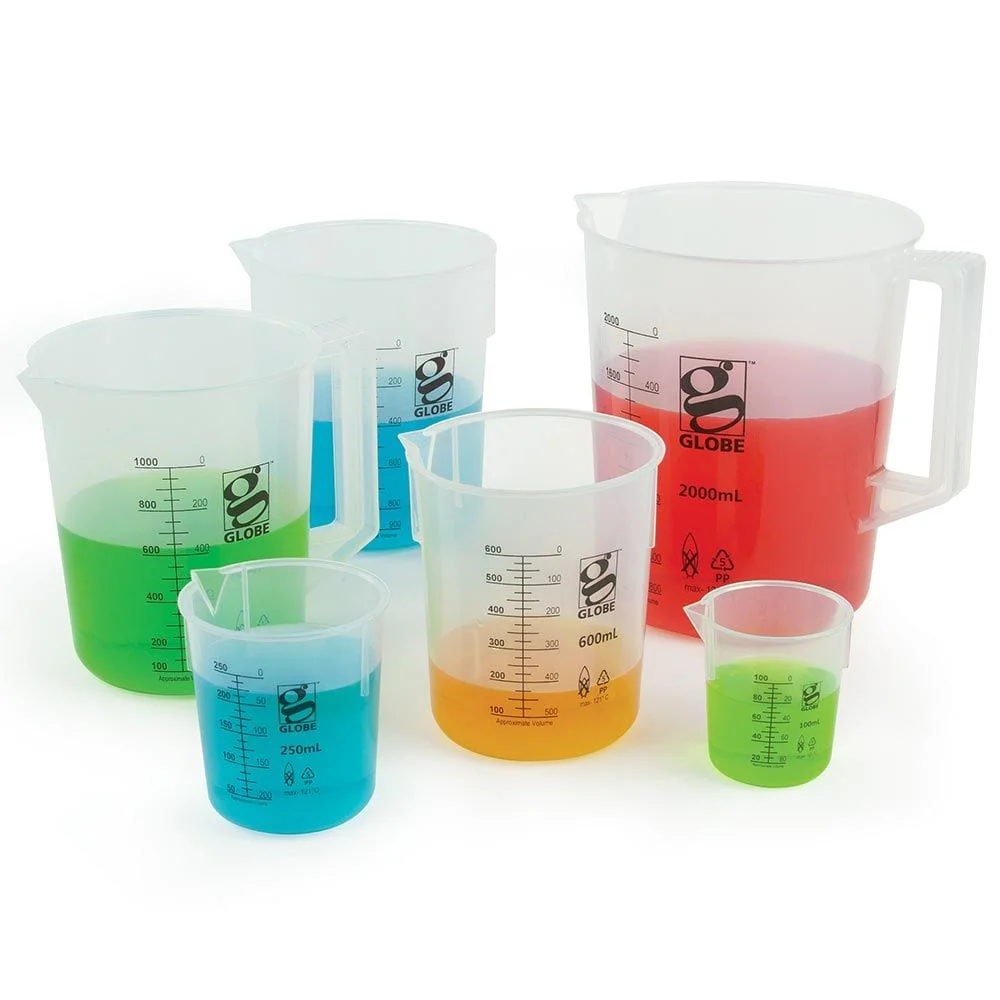 Globe Scientific Diamond Essentials Low Form Griffin Style Beakers w/Handles and Printed Graduations