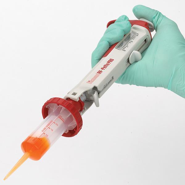 Globe Scientific RV-Pette PRO Repeat Volume Pipettor w/2 Tips and a 50mL Adapter - Image 2