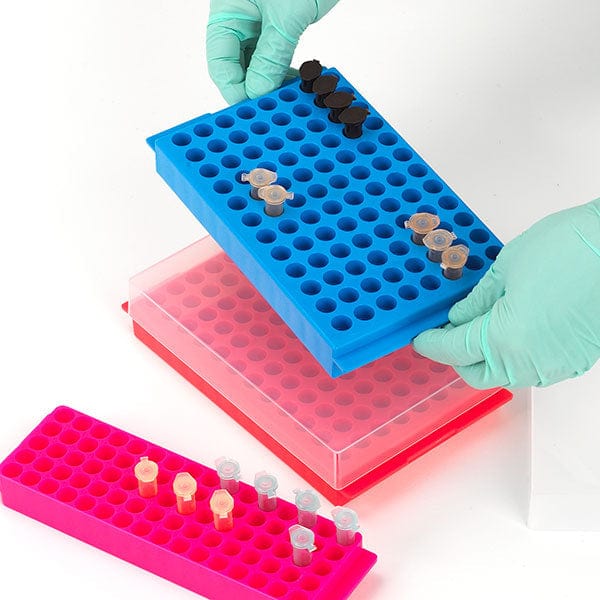 Reversible Microtube Racks with Cover for Microcentrifuge Tubes