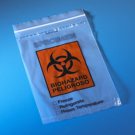 Globe Scientific Biohazard Specimen Transport Ziplock Bag with Score Line and Document Pouch - Image 2
