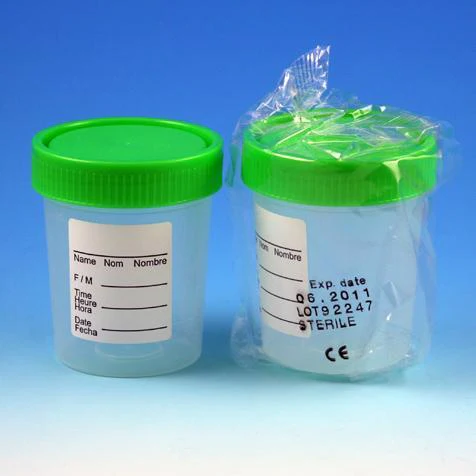 Globe Scientific 4oz Sterile Specimen Container with 1/4-Turn Screwcap and Tri-Lingual ID Label