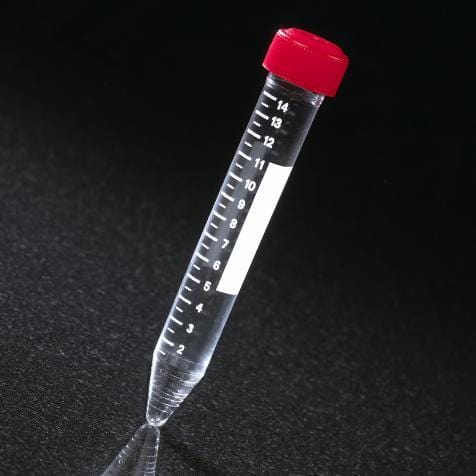 Globe Scientific Centrifuge Tube, 15mL, Separate Red Screw Cap, Acrylic, Printed Graduations, Cs/500