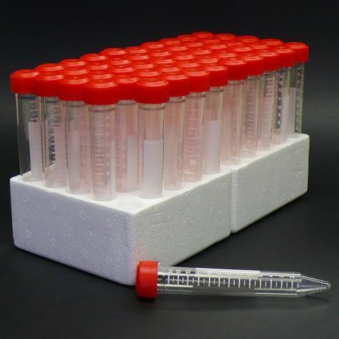 Globe Scientific Centrifuge Tube, 15mL, Separate Red Screw Cap, PS, Printed Graduations, Cs/500 - Image 2