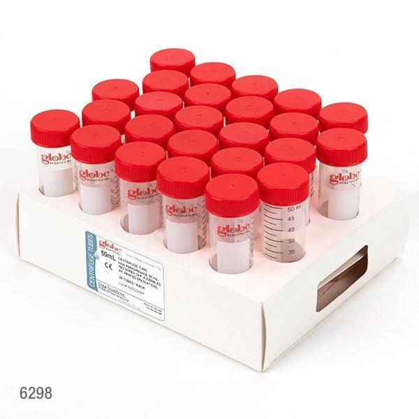 Globe Scientific Diamond MAX Sterile Polypropylene Centrifuge Tube w/Attached Red Flat Top Screw Capand Printed Graduations - Image 4