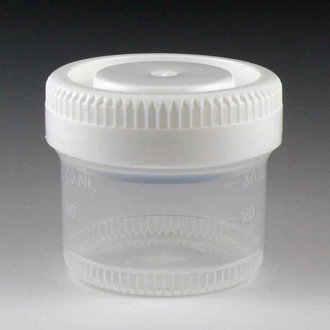 Globe Scientific Tite-Rite Polypropylene Container w/Molded Graduations and Separate White Screwcap - Image 2